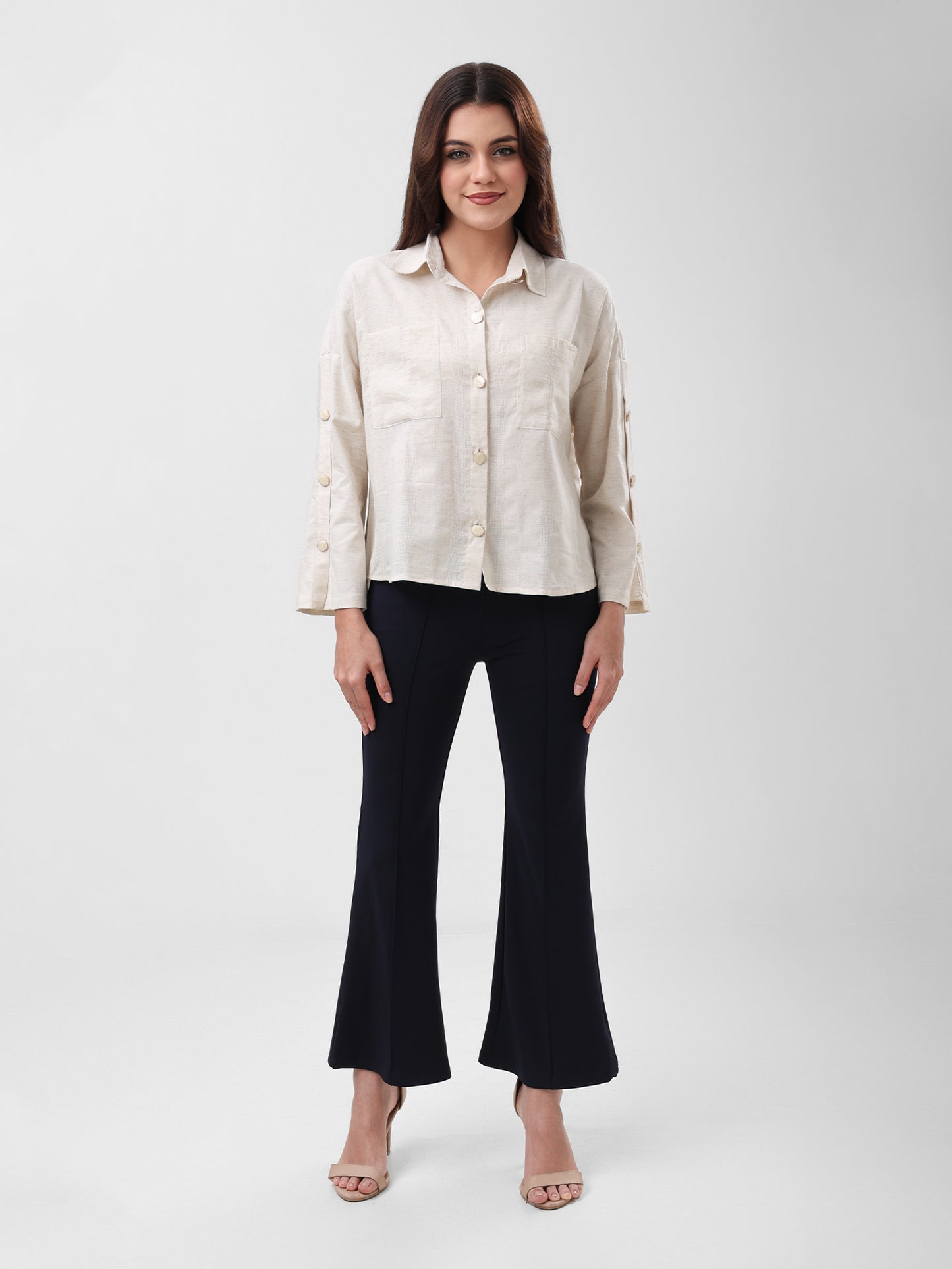 COTTON LINEN SHIRT - BEIGE