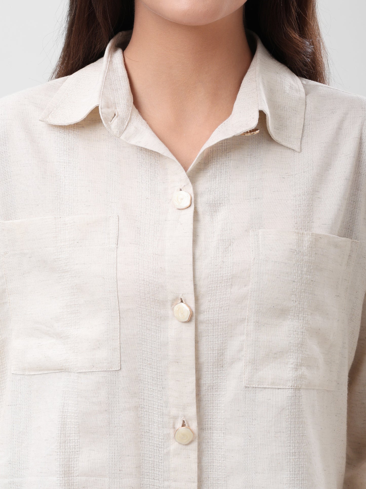 COTTON LINEN SHIRT - BEIGE