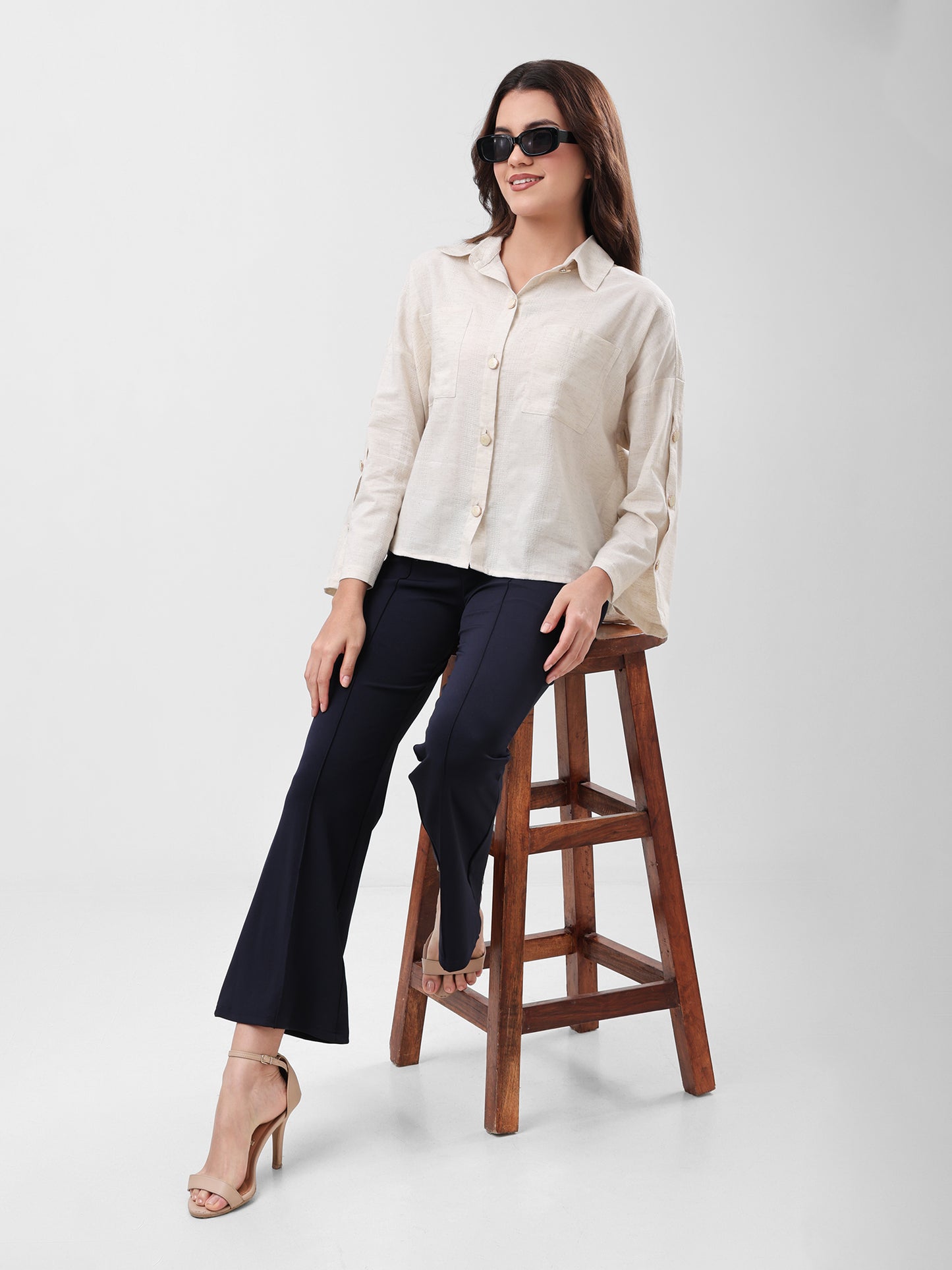 COTTON LINEN SHIRT - BEIGE