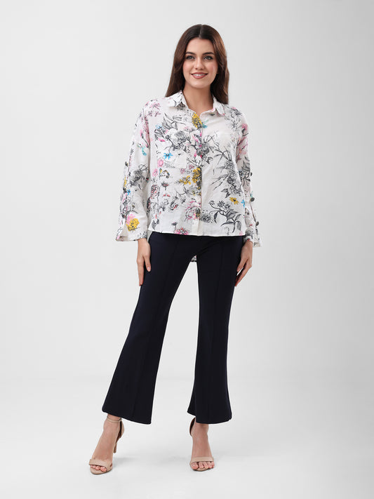 COTTON LINEN SHIRT - FLORAL