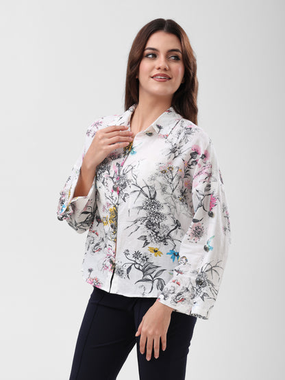COTTON LINEN SHIRT - FLORAL