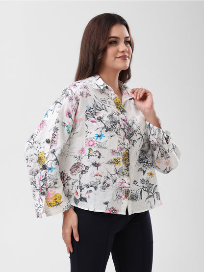 COTTON LINEN SHIRT - FLORAL