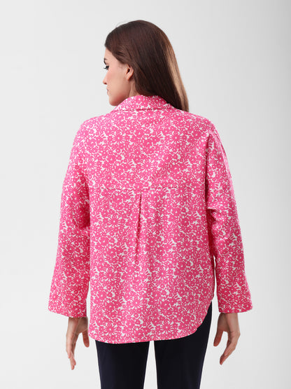 COTTON LINEN SHIRT - PINK FLORAL