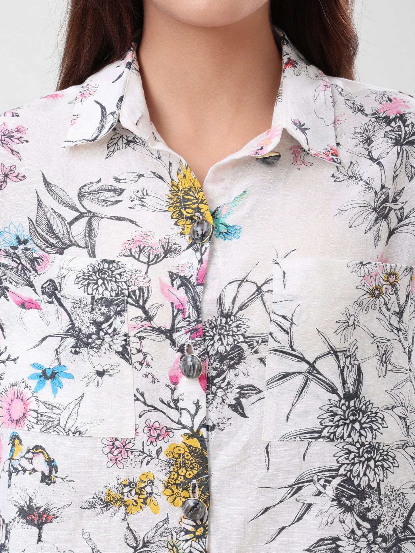 COTTON LINEN SHIRT - FLORAL