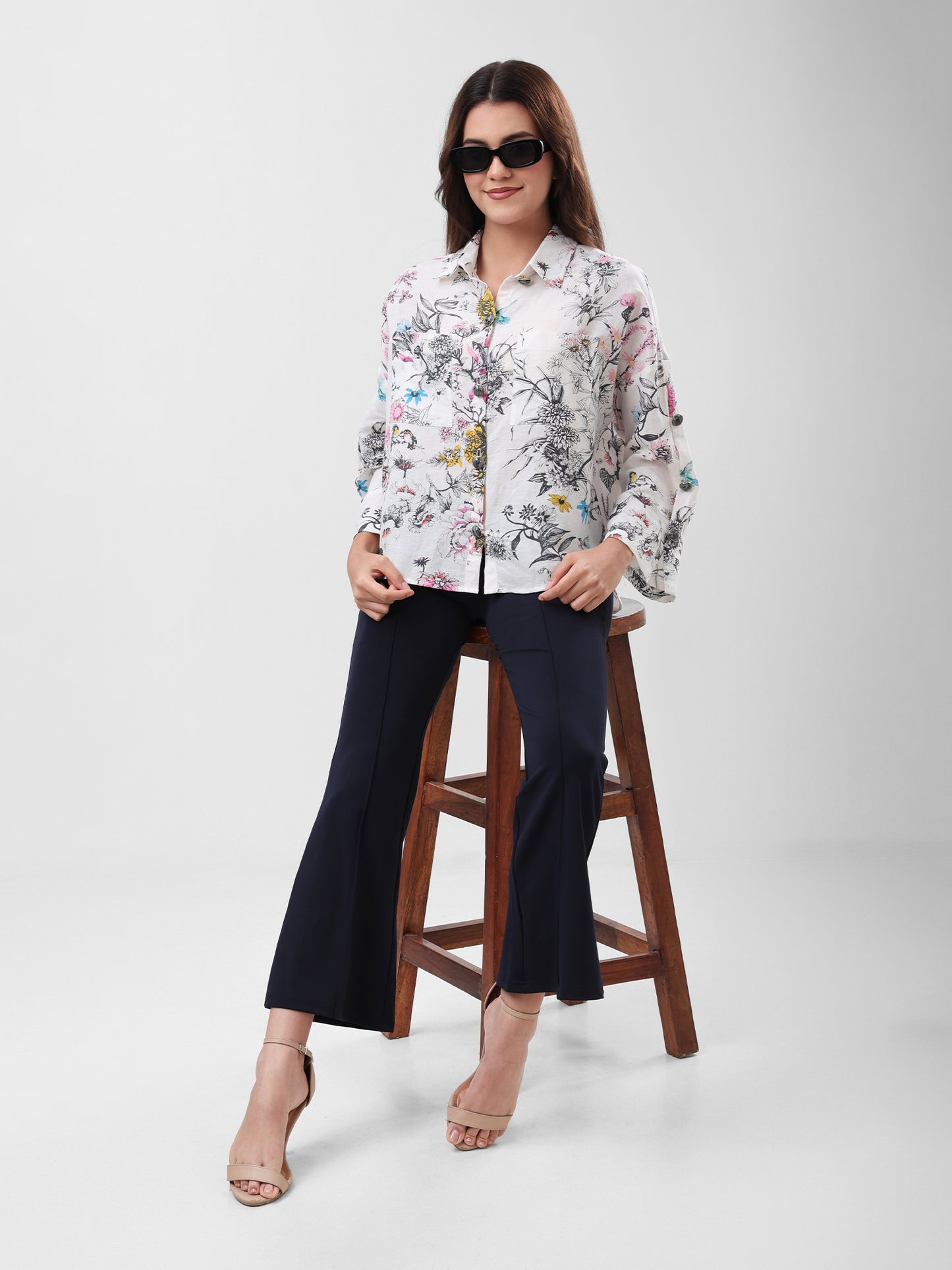 COTTON LINEN SHIRT - FLORAL