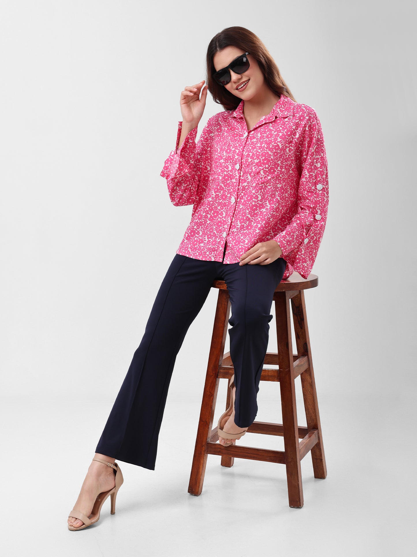 COTTON LINEN SHIRT - PINK FLORAL