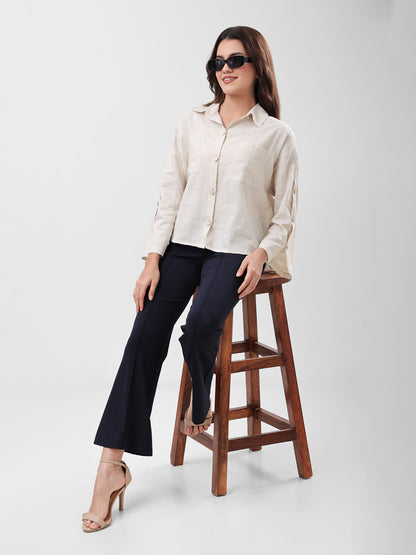 COTTON LINEN SHIRT - BEIGE