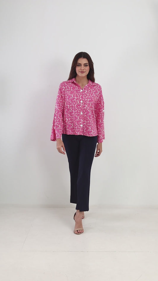 COTTON LINEN SHIRT - PINK FLORAL