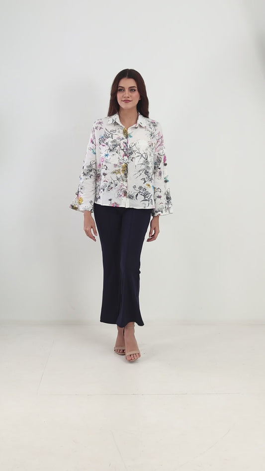 COTTON LINEN SHIRT - FLORAL